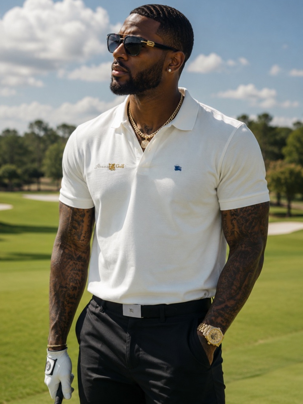 Burberry London White Polo Shirt Men’s 7 Abama Golf Resort Embroidery